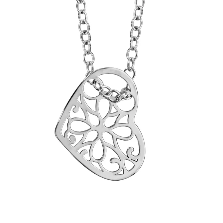 Collier cœur ajouré petit modèle – Argent 925 rhodié | Azuline