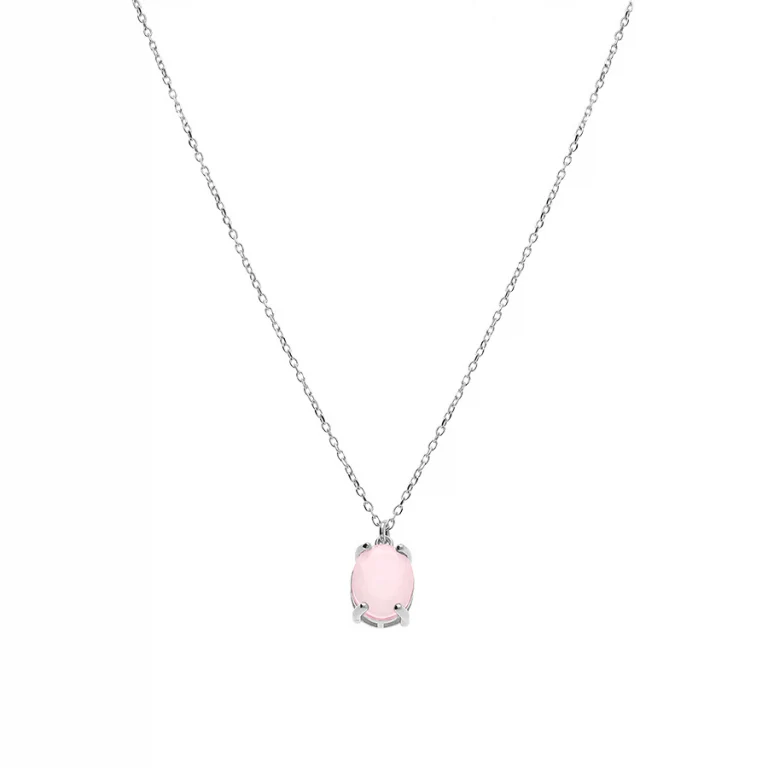Collier ovale à oxyde rose opaque 10 x 7.5mm – Argent 925 rhodié | Azuline