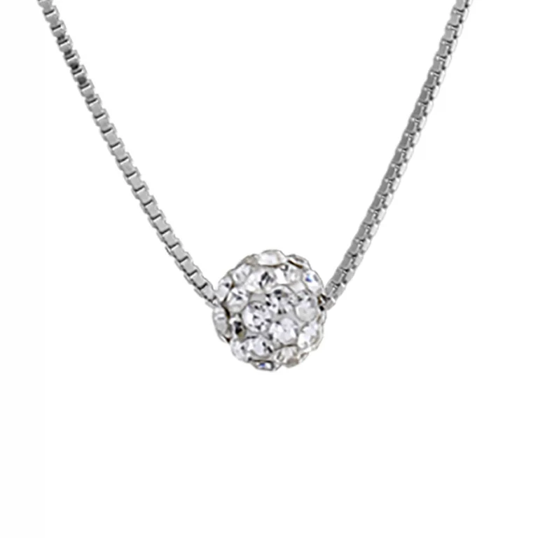 Collier boule à strass blancs – Argent 925 rhodié | Azuline