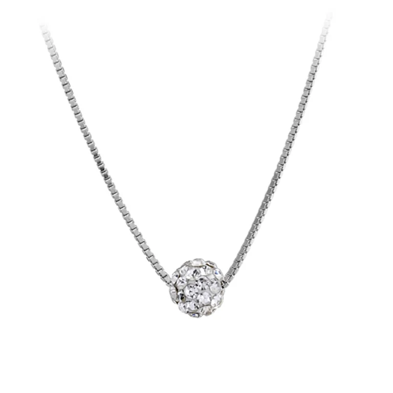 Collier boule à strass blancs – Argent 925 rhodié | Azuline