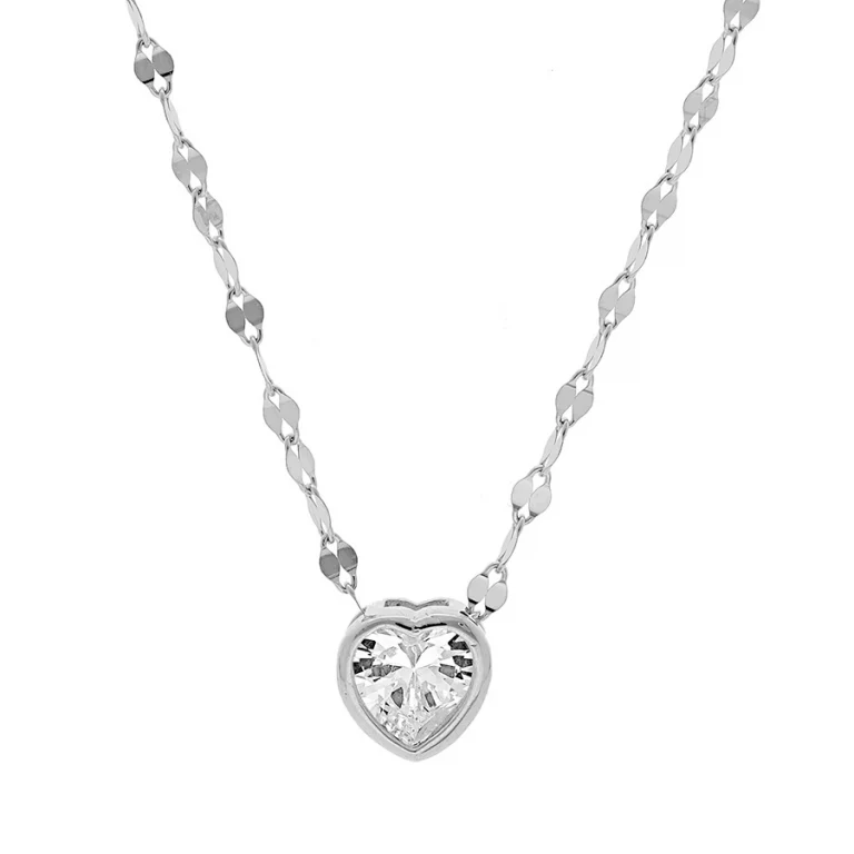 Collier cœur à oxyde blanc petit modèle – Argent 925 rhodié | Azuline