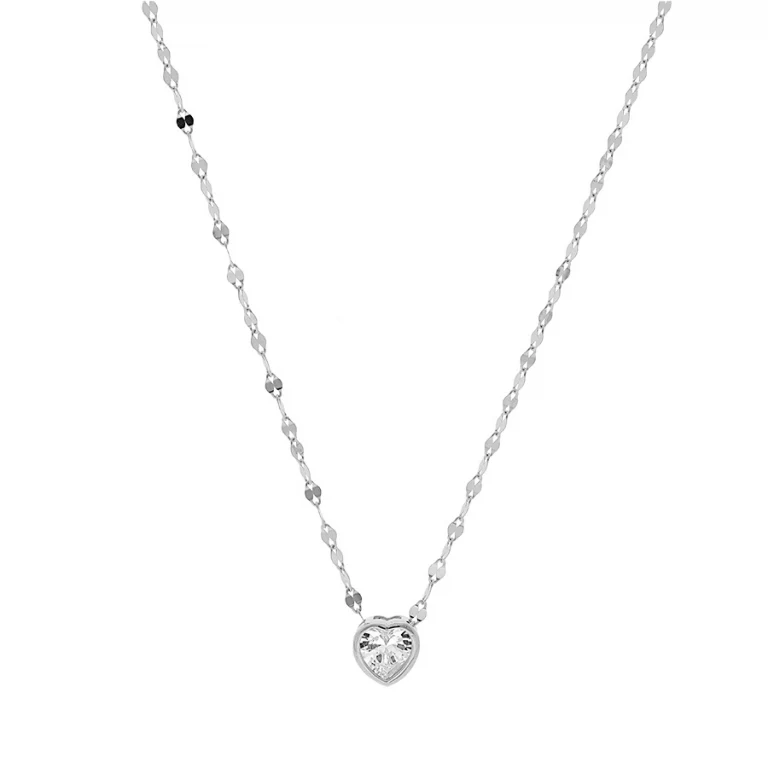 Collier cœur à oxyde blanc petit modèle – Argent 925 rhodié | Azuline