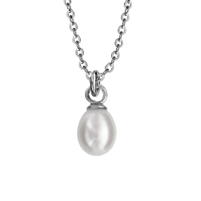Collier poire à perle de culture d’eau douce blanche poire 6mm – Argent 925 rhodié | Azuline
