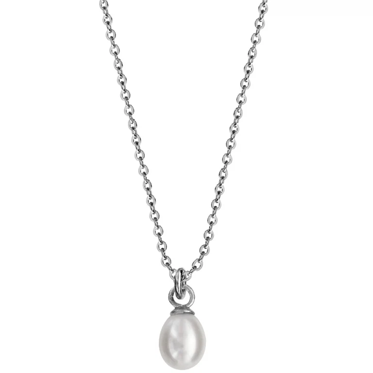 Collier poire à perle de culture d’eau douce blanche poire 6mm – Argent 925 rhodié | Azuline