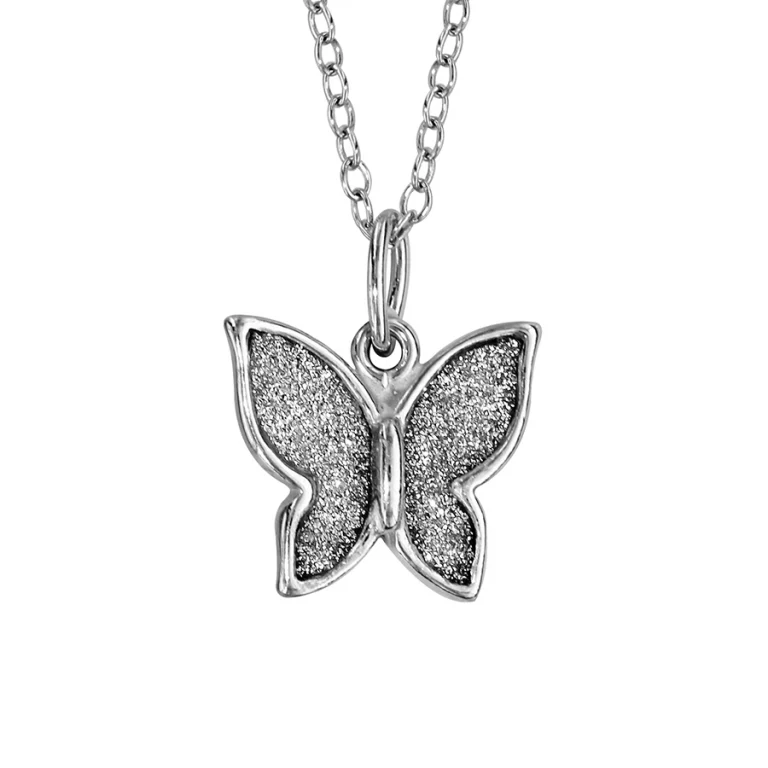Collier papillon texturé – Argent 925 rhodié | Azuline