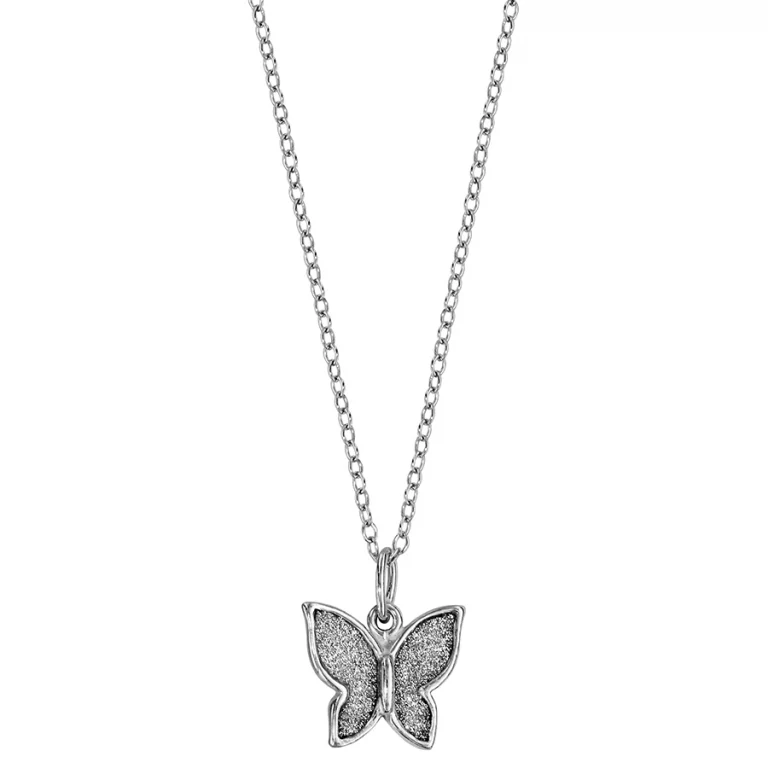 Collier papillon texturé – Argent 925 rhodié | Azuline