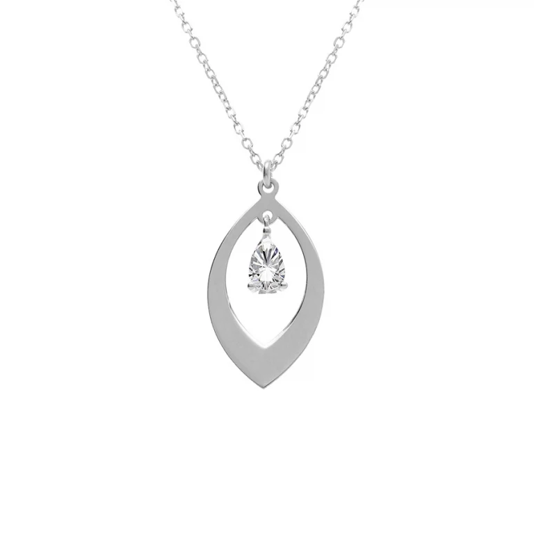 Collier navette à oxyde blanc – Argent 925 rhodié | Azuline