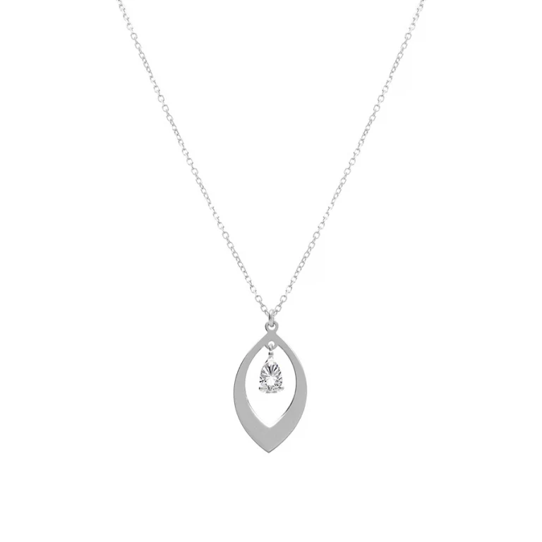Collier navette à oxyde blanc – Argent 925 rhodié | Azuline