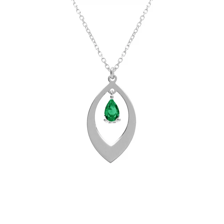 Collier navette à oxyde vert – Argent 925 rhodié | Azuline
