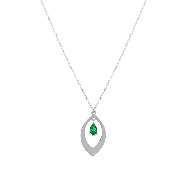 Collier navette à oxyde vert – Argent 925 rhodié | Azuline