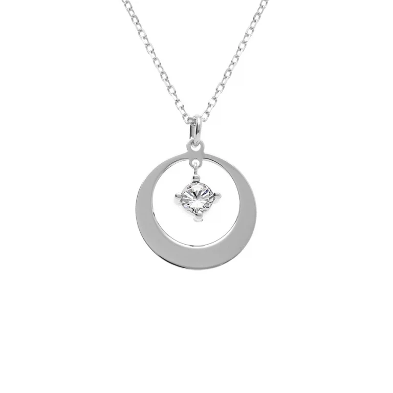 Collier cercle serti d’oxydes blancs – Argent 925 rhodié | Azuline