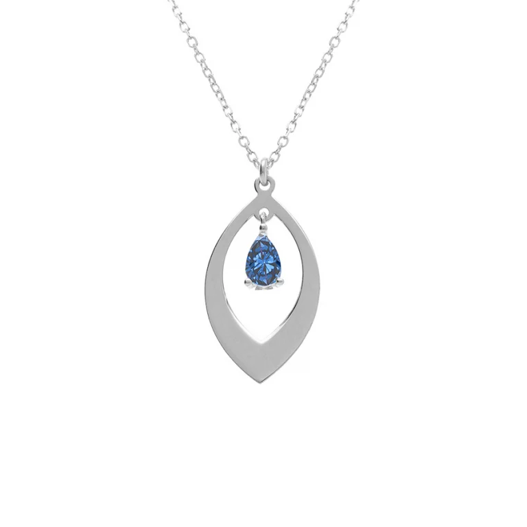 Collier navette à oxyde bleu foncé – Argent 925 rhodié | Azuline