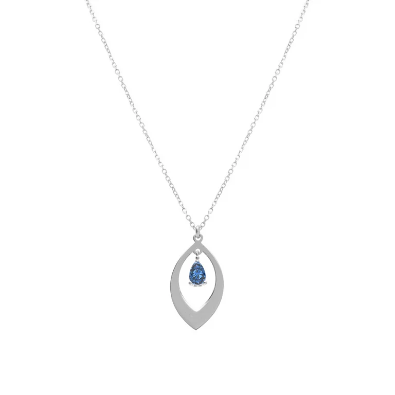 Collier navette à oxyde bleu foncé – Argent 925 rhodié | Azuline