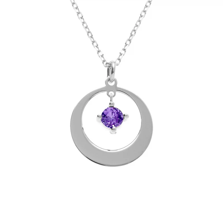 Collier cercle à oxyde violet – Argent 925 rhodié | Azuline
