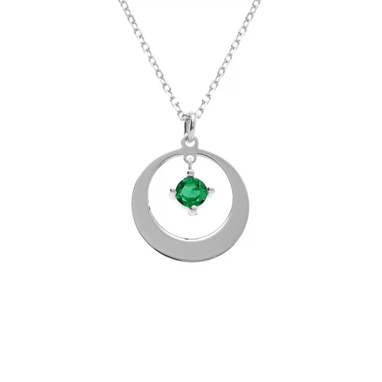 Collier cercle à oxyde vert – Argent 925 rhodié | Azuline