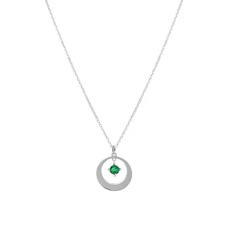 Collier cercle à oxyde vert – Argent 925 rhodié | Azuline