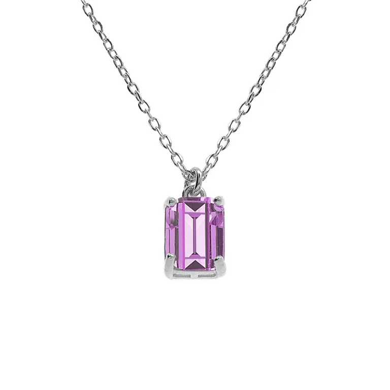 Collier rectangulaire à oxyde violet – Argent 925 rhodié | Azuline