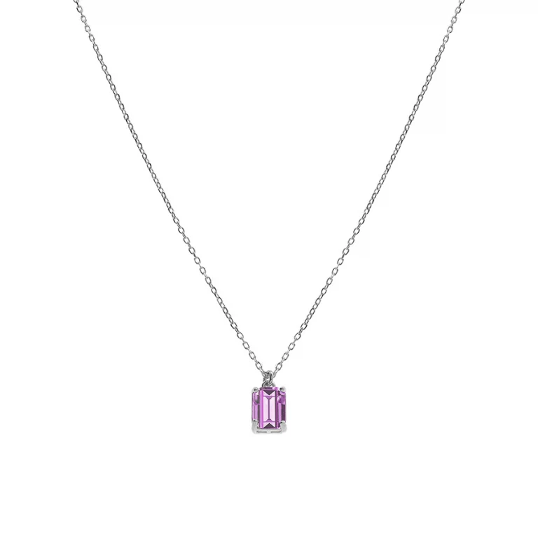 Collier rectangulaire à oxyde violet – Argent 925 rhodié | Azuline