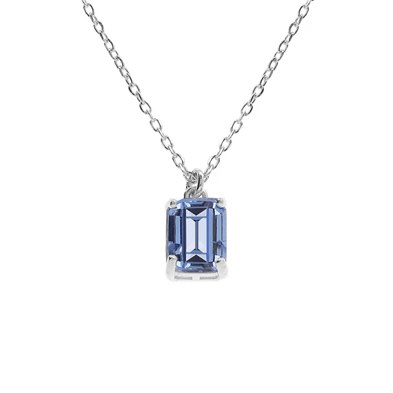 Collier rectangulaire à oxyde bleu ciel – Argent 925 rhodié | Azuline