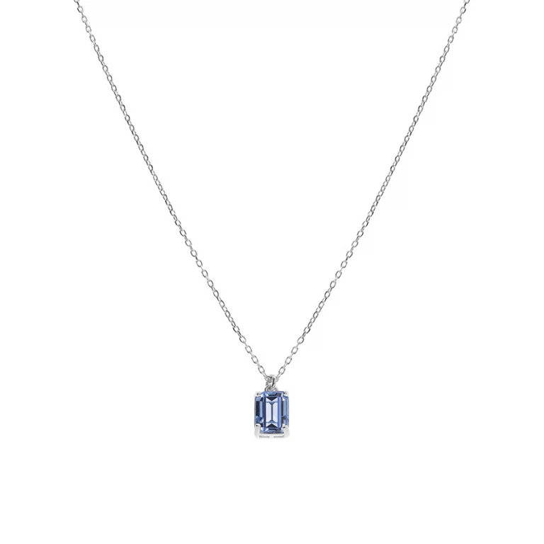 Collier rectangulaire à oxyde bleu ciel – Argent 925 rhodié | Azuline