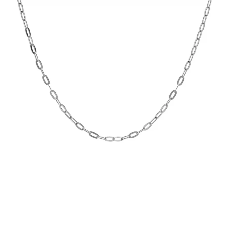 Collier ras de cou maille rectangulaire moyenne 40 cm – Argent 925 rhodié | Azuline