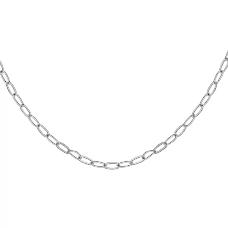 Collier long maille rectangulaire fine 50 cm – Argent 925 rhodié | Azuline