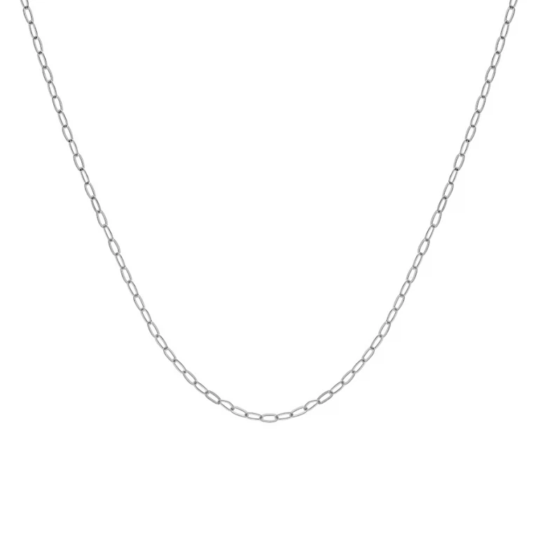 Collier long maille rectangulaire fine 50 cm – Argent 925 rhodié | Azuline