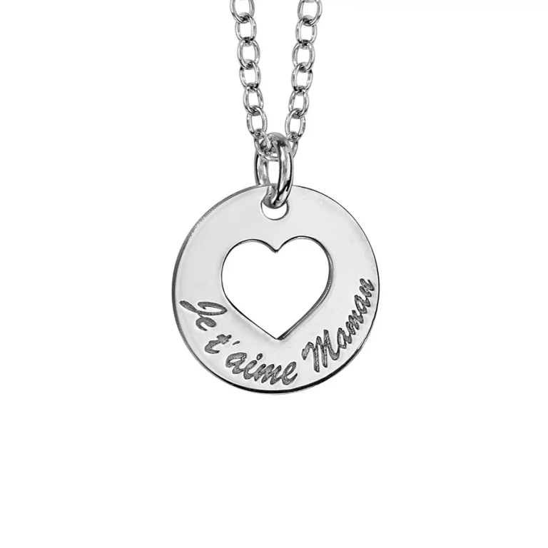 Collier rondelle ajouré gravé – Argent 925 rhodié | Azuline