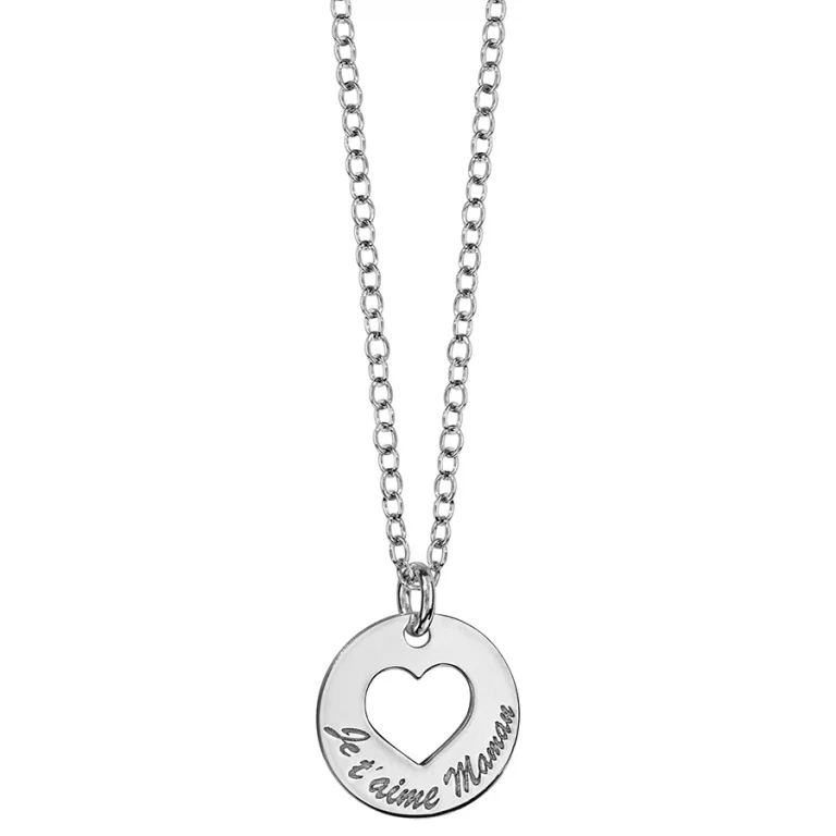 Collier rondelle ajouré gravé – Argent 925 rhodié | Azuline