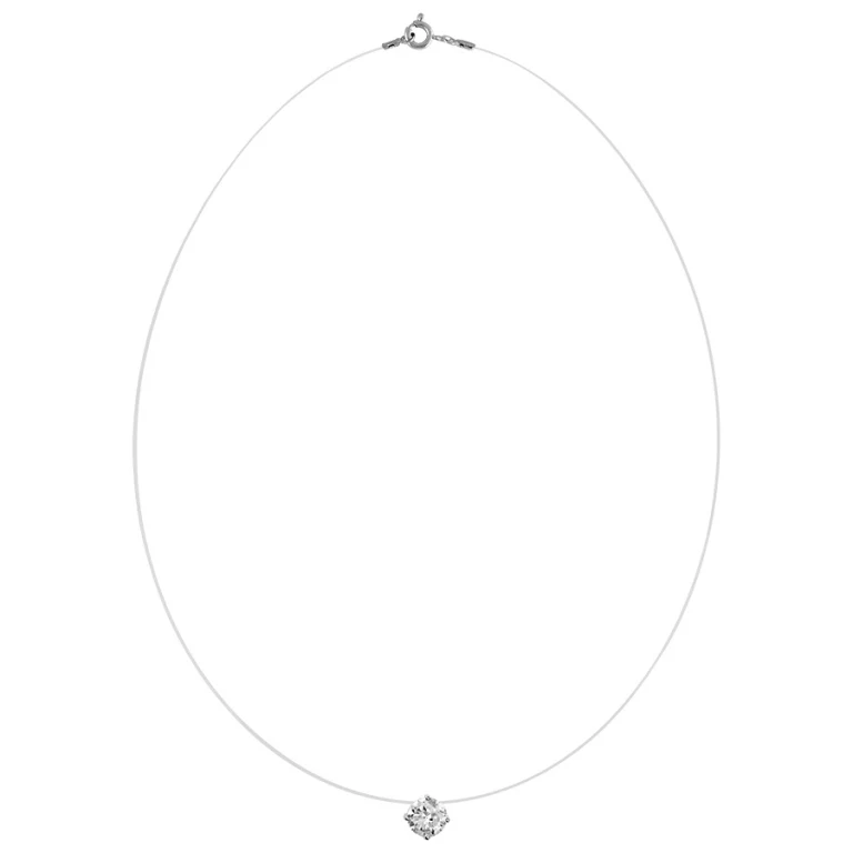 Collier solitaire à oxyde blanc 7mm – Argent 925 rhodié | Azuline