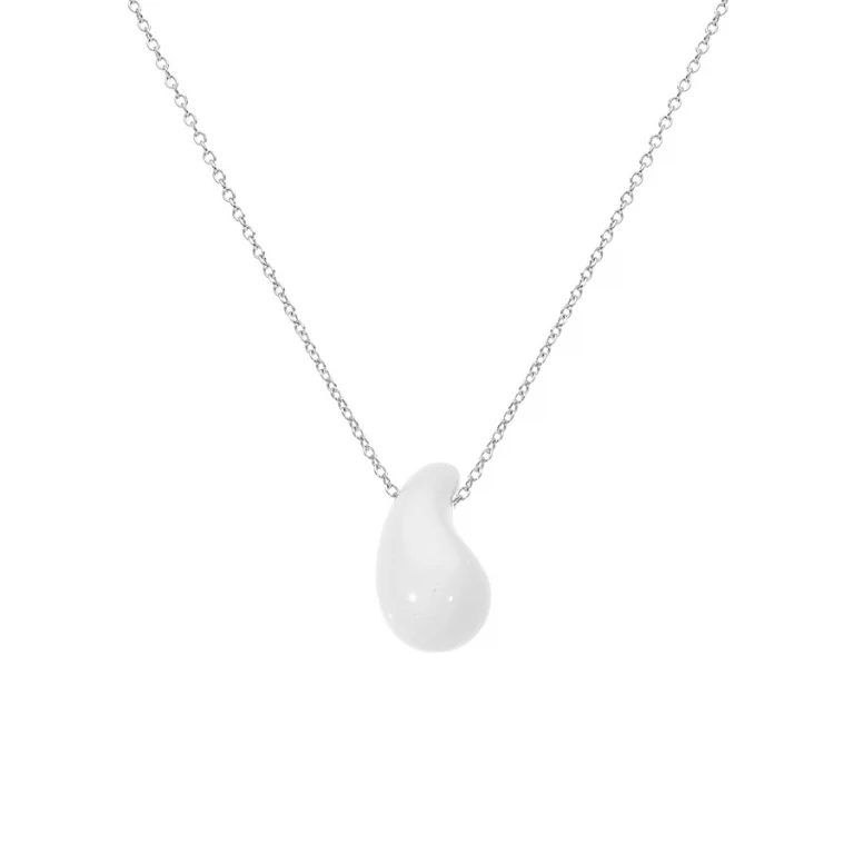 Collier goutte coloris blanc – Argent 925 rhodié | Azuline