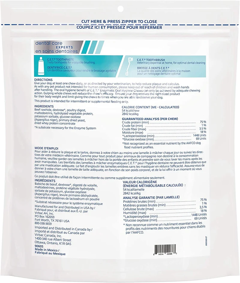 Virbac CET Enzymatic Higiene Bucal Masticables para Perros