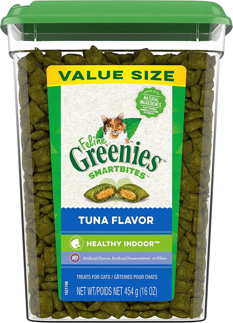 Greenies Feline SMARTBITES Sabores saludables para interiores, pollo y atún, todos los tamaños de bolsa