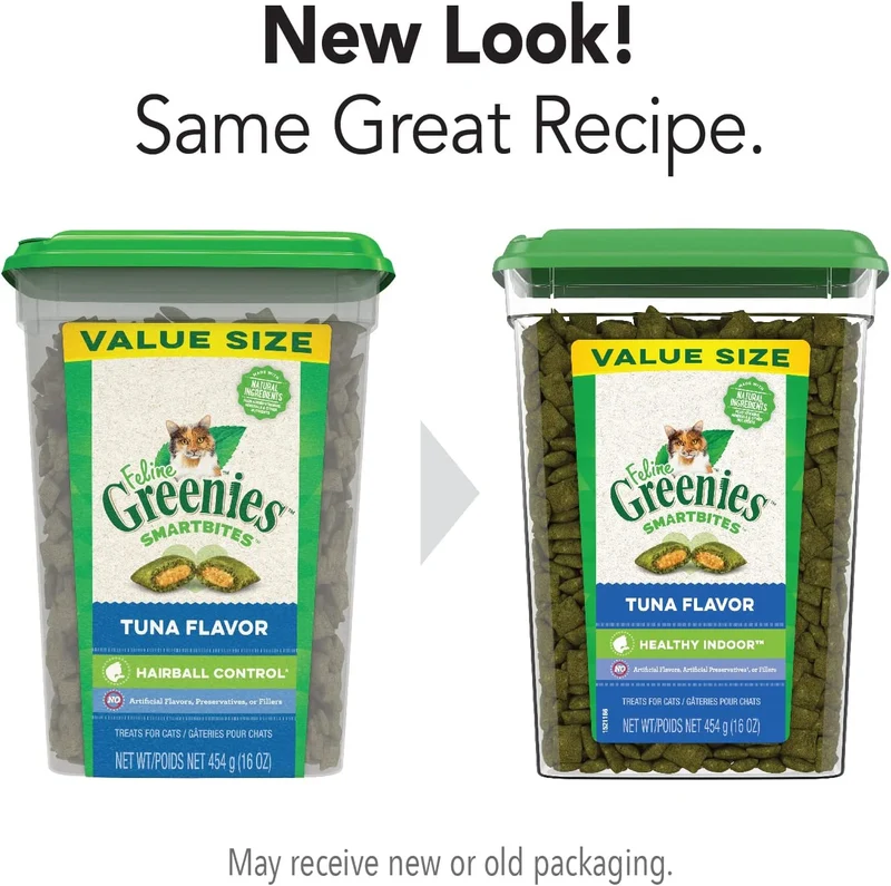 Greenies Feline SMARTBITES Sabores saludables para interiores, pollo y atún, todos los tamaños de bolsa
