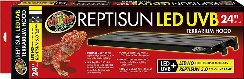 Reptisun - Campana de terrario LED y T5 UV-B con iluminación de 3 módulos con una bombilla T5 de 22 pulgadas, incluye guía DBDPet Pro-Tip