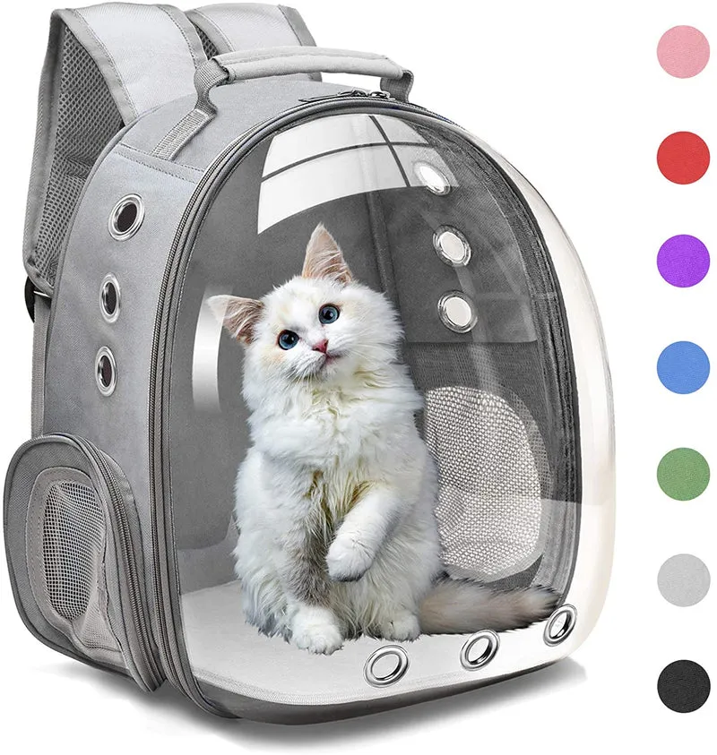 Henkelion - Mochila con cápsula espacial para transportar gatos, perros pequeños o mascotas; adecuada para senderismo, porta mascotas aprobado por aerolíneas color gris