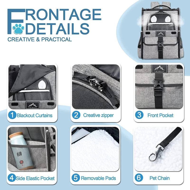GoHimal Mochila transportadora para mascotas para perros y gatos, cachorros, diseño ventilado, transpirable, bolsa de gato para senderismo, viajes, camping, uso al aire libre