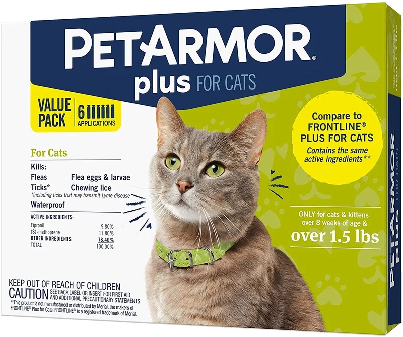 PETARMOR Plus Flea & Tick Prevention for Cats with Fipronil, Waterproof, Long-Lasting & Fast-Acting Topical Cat Flea Treatment