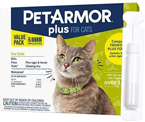 PETARMOR Plus Flea & Tick Prevention for Cats with Fipronil, Waterproof, Long-Lasting & Fast-Acting Topical Cat Flea Treatment