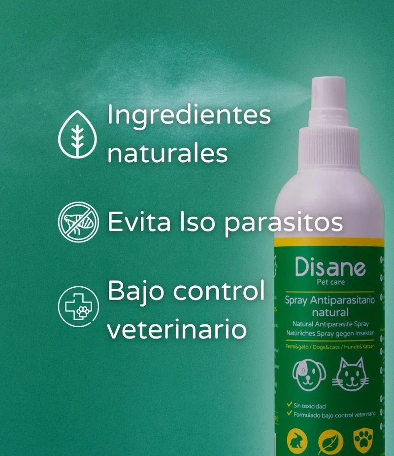 Spray repelente natural de insectos para perros y gatos