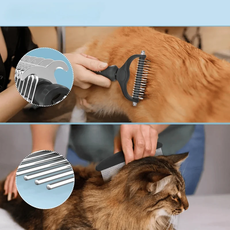 Brosse et Peigne de Toilettage 2-en-1 pour Chien et Chat