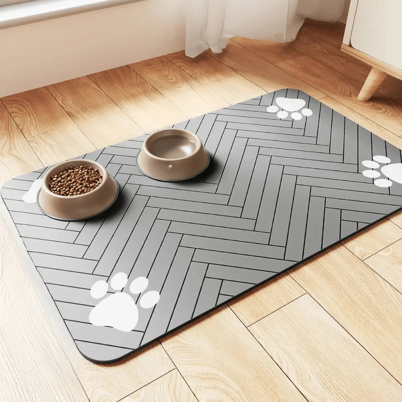 Tapis Absorbant Antidérapant pour Gamelles Chien et Chat