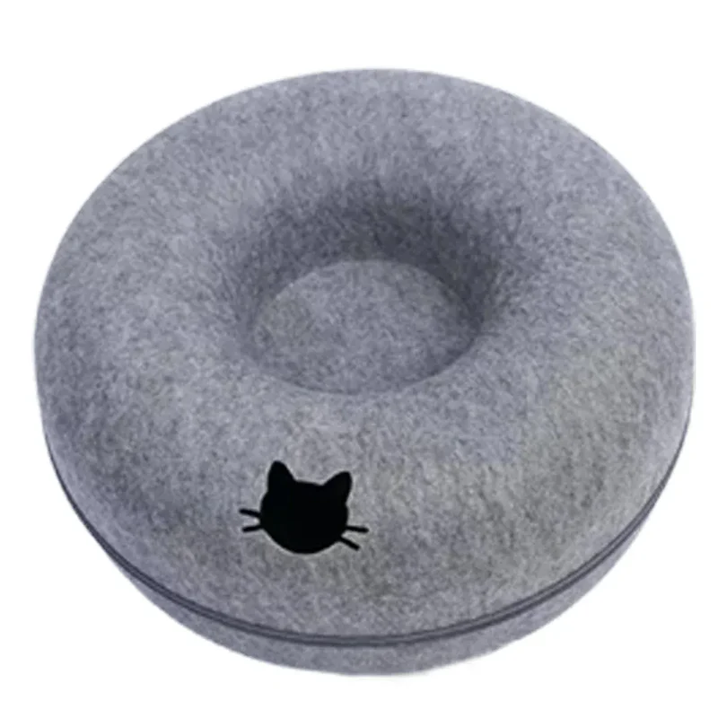 Nid Tunnel pour Chat en Feutre avec Lit Rond