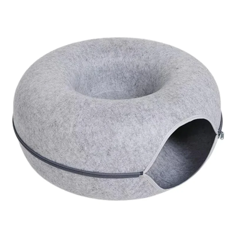 Nid Tunnel pour Chat en Feutre avec Lit Rond