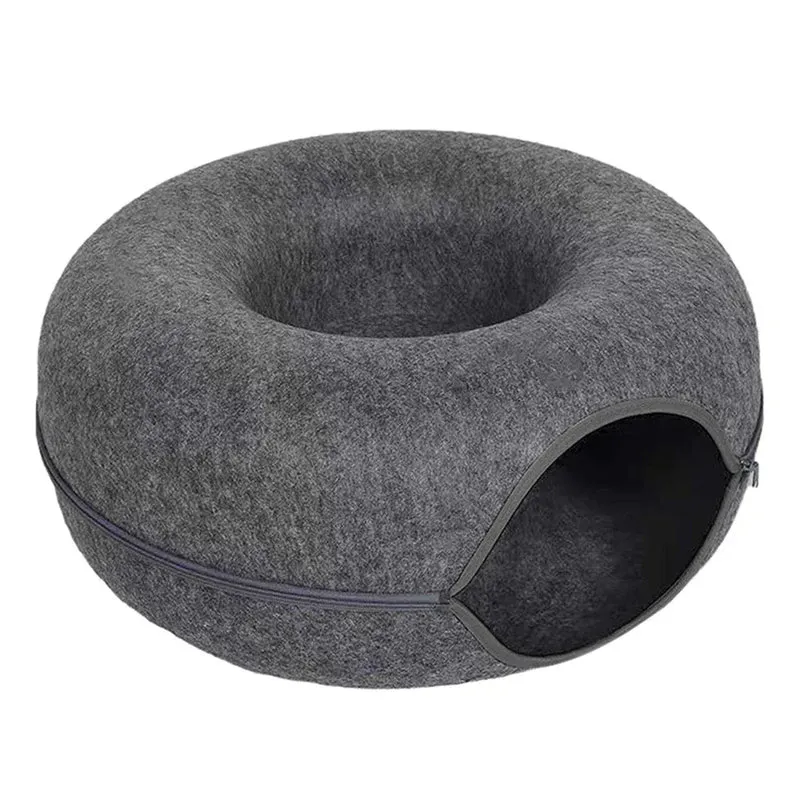 Nid Tunnel pour Chat en Feutre avec Lit Rond
