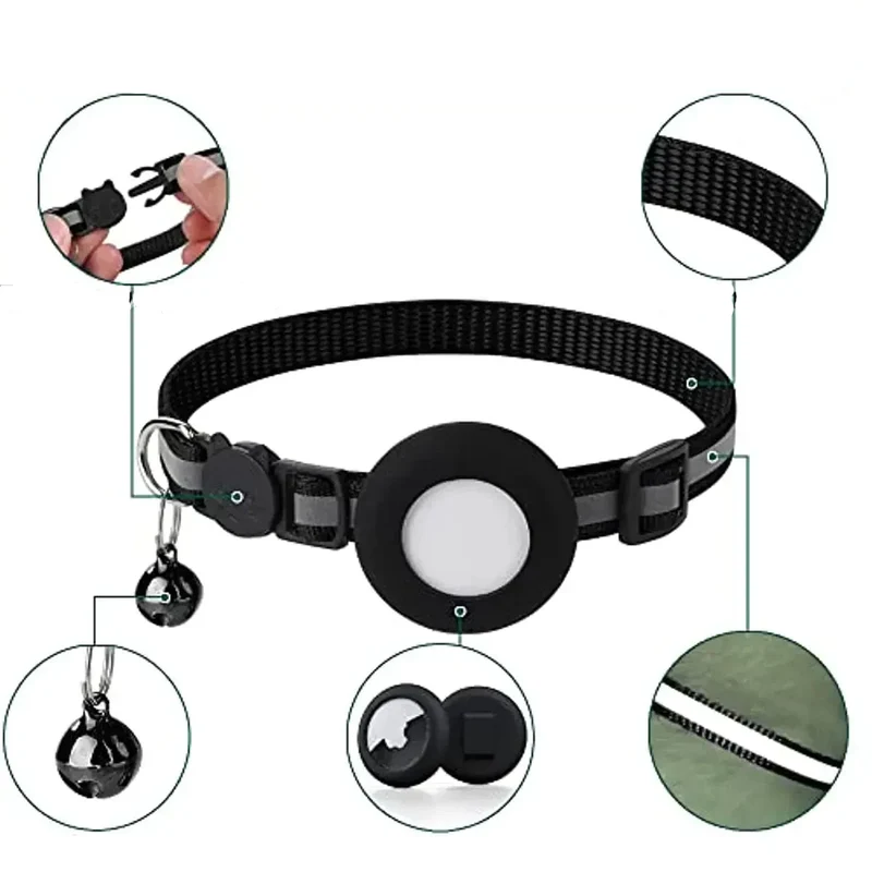 Collier Chat Réfléchissant avec Support AirTag Réglable