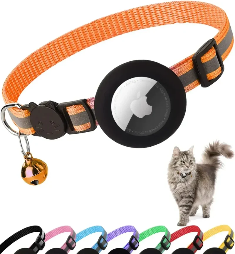 Collier Chat Réfléchissant avec Support AirTag Réglable