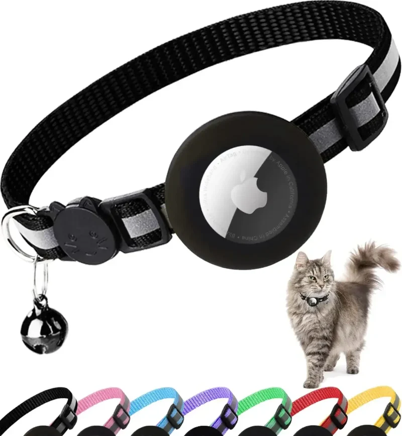 Collier Chat Réfléchissant avec Support AirTag Réglable