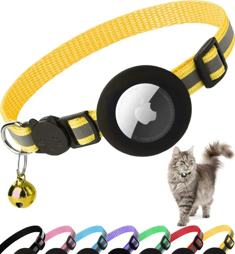 Collier Chat Réfléchissant avec Support AirTag Réglable