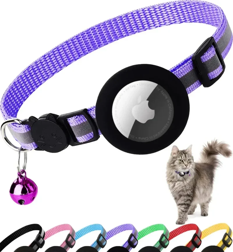 Collier Chat Réfléchissant avec Support AirTag Réglable
